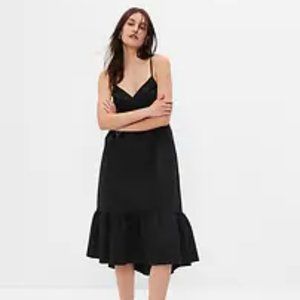 Deep V-Neck Cami Midi Dress